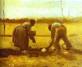 Peasant Man and Woman Planting Potatoes by Vincent van Gogh